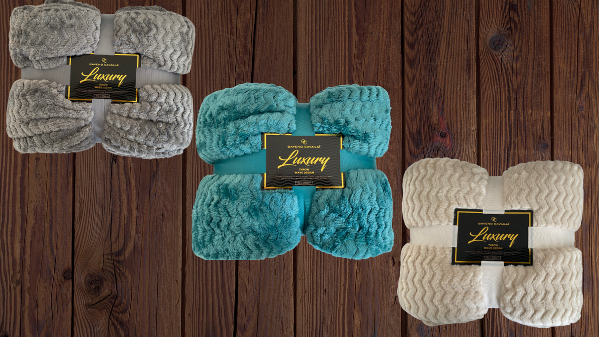 Luxury Wave Throw Warm Faux Fur Fleece Blanket - Just £14.99! Shop now at Warwickshire Clothing.