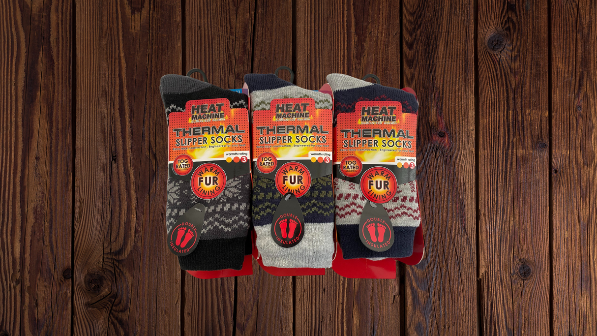 Mens Heat Machine Socks Thermal Tog 2.3 Warm Winter Slipper Socks - Snow Flake - Just £6.99! Shop now at Warwickshire Clothing.