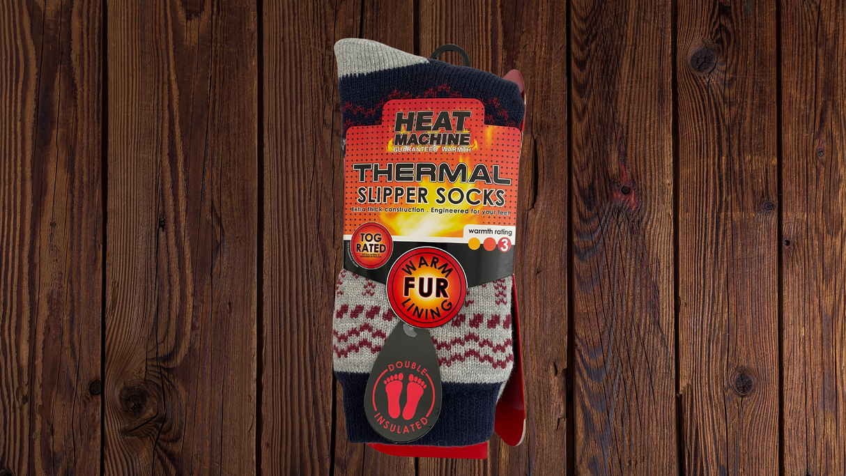 Mens Heat Machine Socks Thermal Tog 2.3 Warm Winter Slipper Socks - Snow Flake - Just £6.99! Shop now at Warwickshire Clothing.