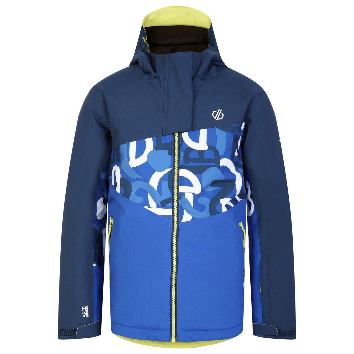 Dare2B Kids' Humour II Ski Jacket | Blue Graffiti Print - Just £29.99! Shop now at Warwickshire Clothing.