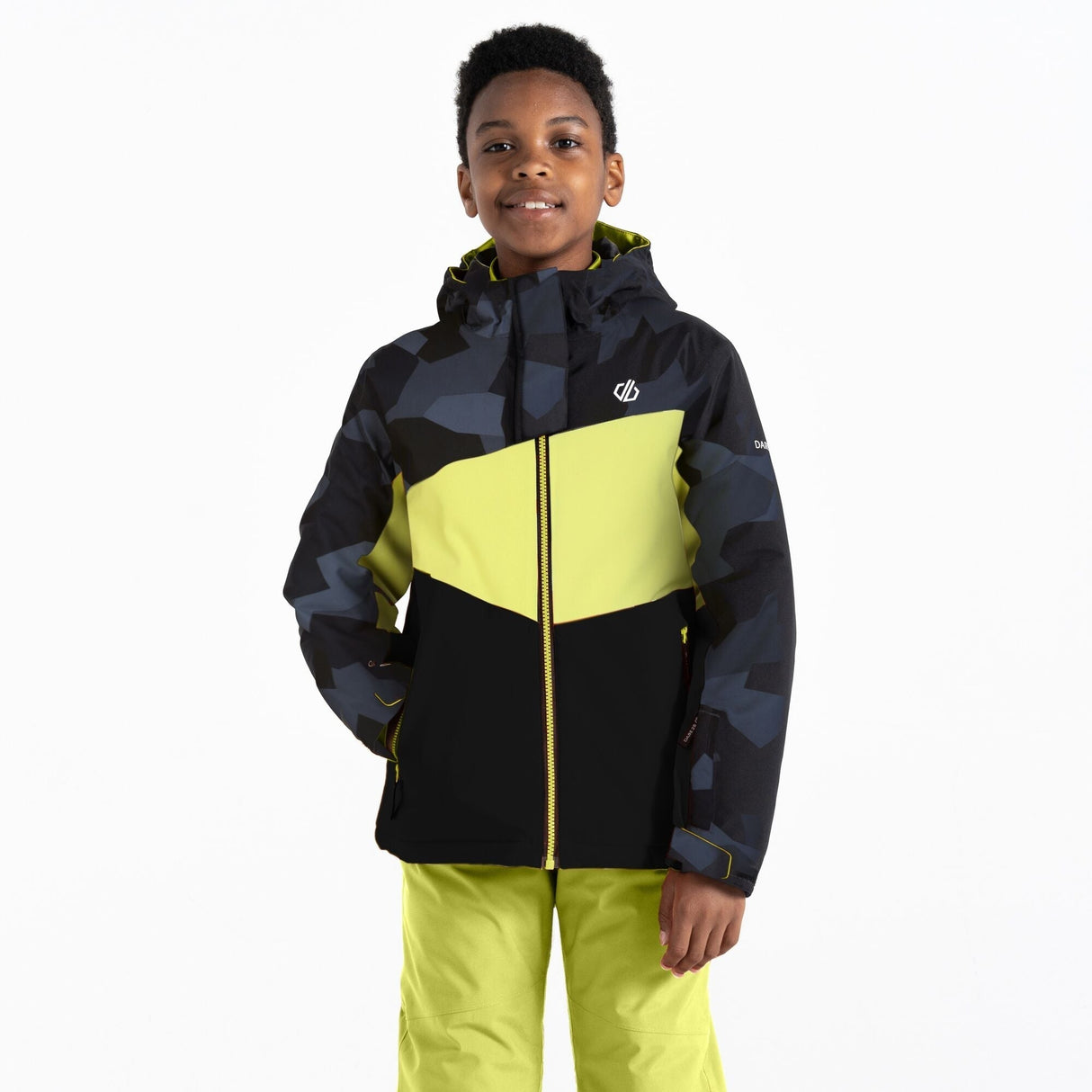 Dare2B Kids' Humour II Ski Jacket | Yellow Black Camo - Just £29.99! Shop now at Warwickshire Clothing.