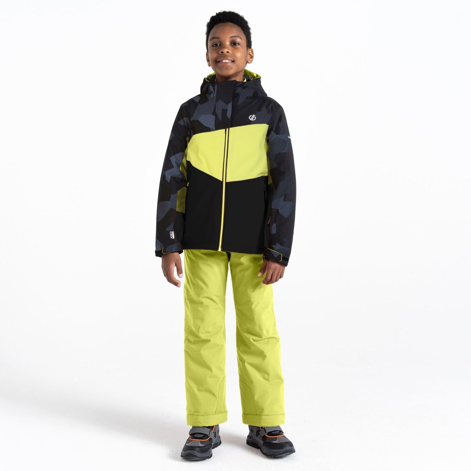 Dare2B Kids' Humour II Ski Jacket | Yellow Black Camo - Just £29.99! Shop now at Warwickshire Clothing.
