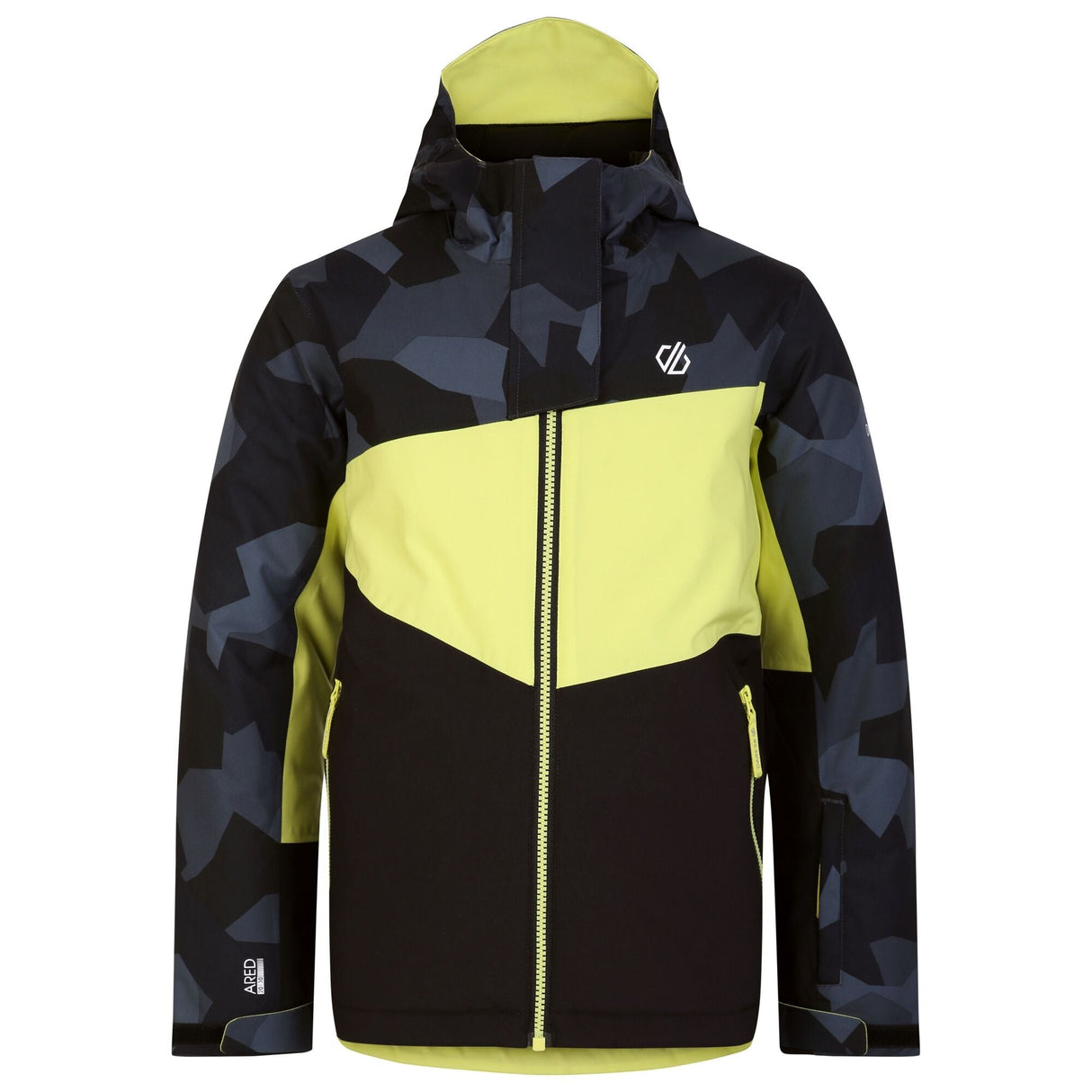 Dare2B Kids' Humour II Ski Jacket | Yellow Black Camo - Just £29.99! Shop now at Warwickshire Clothing.