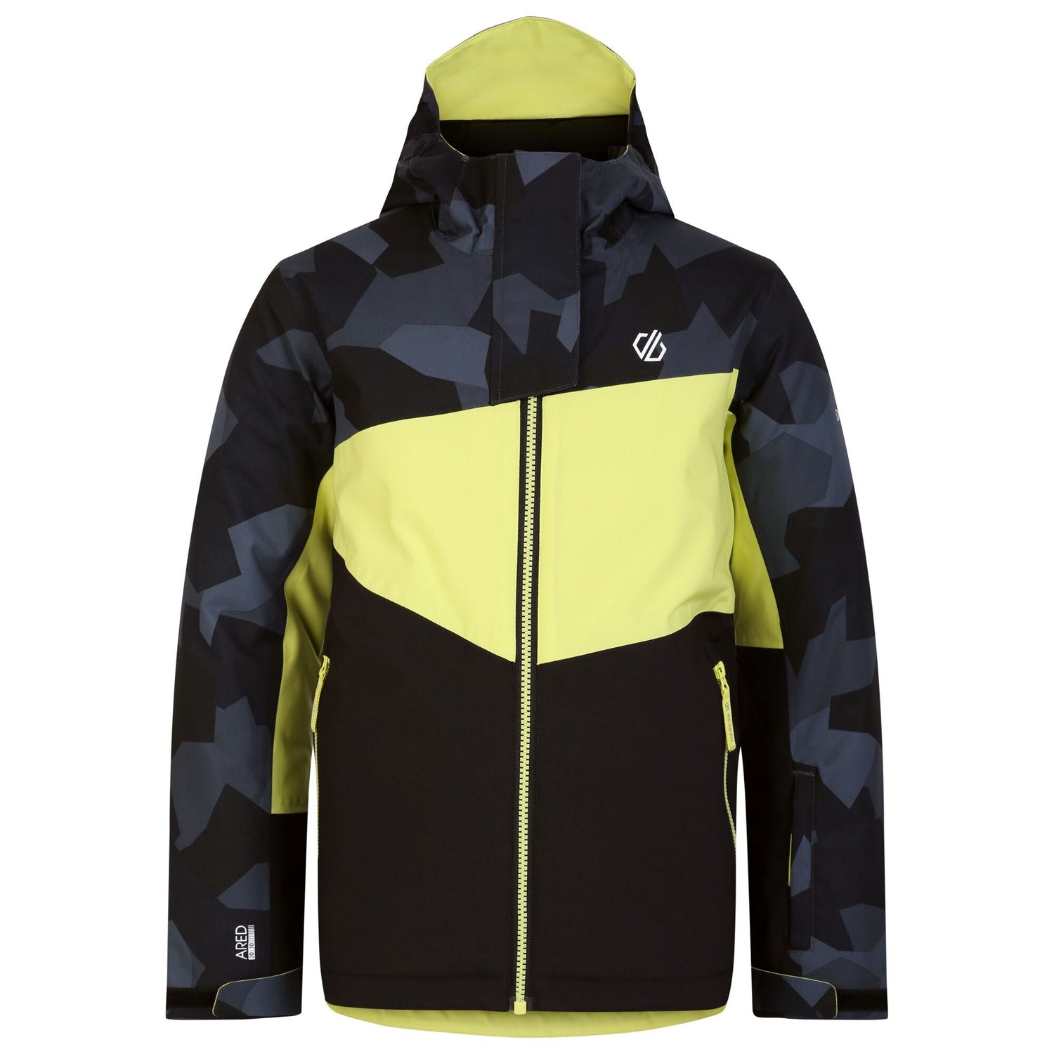 Dare2B Kids' Humour II Ski Jacket | Yellow Black Camo - Just £29.99! Shop now at Warwickshire Clothing.