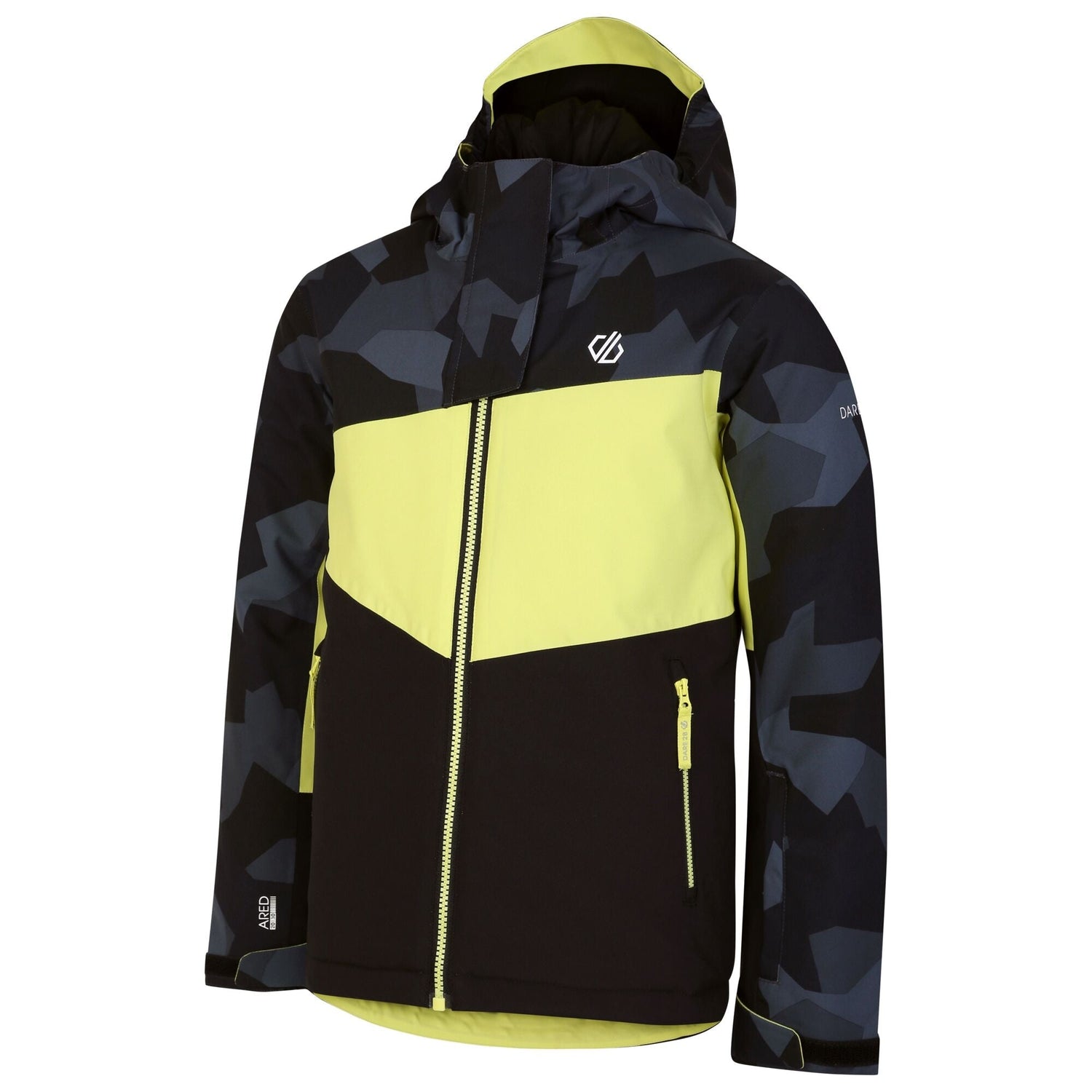 Dare2B Kids' Humour II Ski Jacket | Yellow Black Camo - Just £29.99! Shop now at Warwickshire Clothing.
