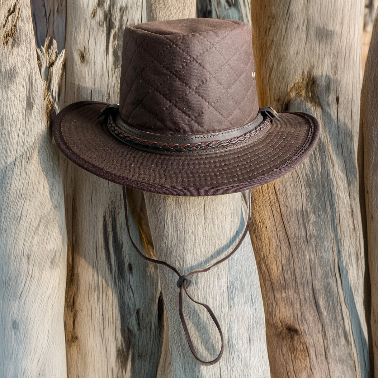 Hazy Blue Quilted Waxed Cotton Outback Bush Hat - Davenport - Just £24.99! Shop now at Warwickshire Clothing.