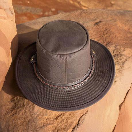 Hazy Blue Quilted Waxed Cotton Outback Bush Hat - Davenport - Just £24.99! Shop now at Warwickshire Clothing.