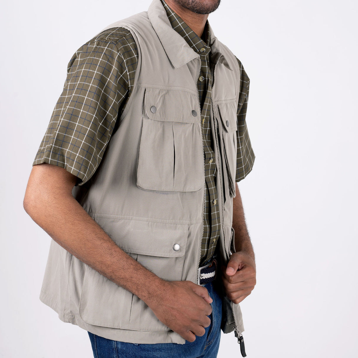 Hazy Blue Explorer Mens Bodywarmer Travel Waistcoat 13 Pockets Fishing Gilet - Just £29.99! Shop now at Warwickshire Clothing.