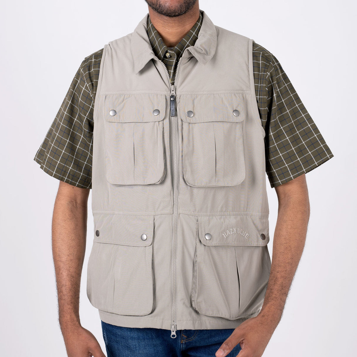 Hazy Blue Explorer Mens Bodywarmer Travel Waistcoat 13 Pockets Fishing Gilet - Just £29.99! Shop now at Warwickshire Clothing.