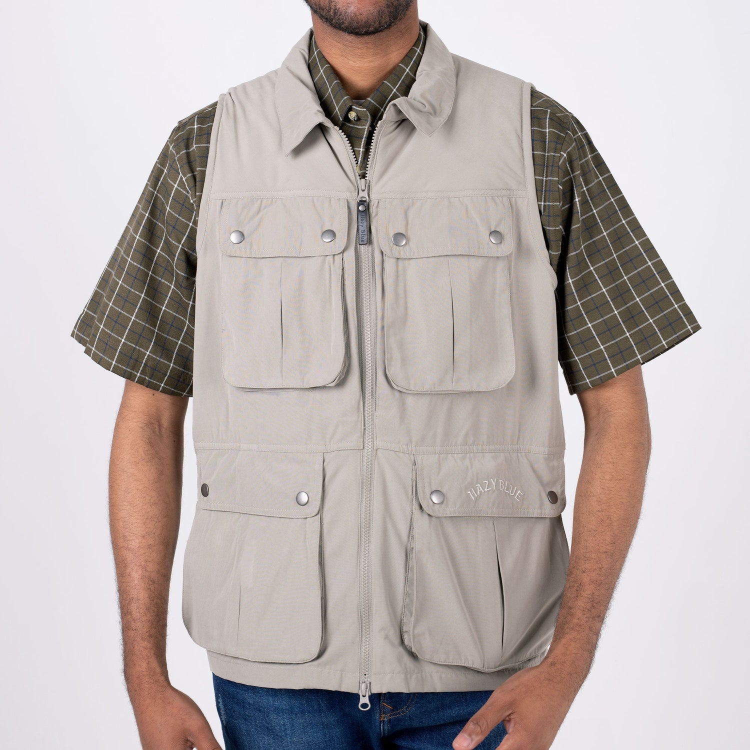 Hazy Blue Explorer Mens Bodywarmer Travel Waistcoat 13 Pockets Fishing Gilet - Just £29.99! Shop now at Warwickshire Clothing.