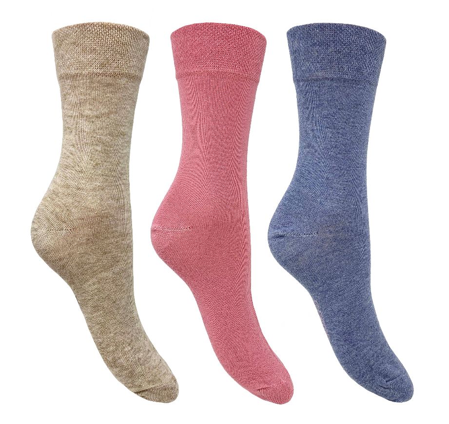 Flexitop Socks 3 Pack Bamboo Socks - Plain Blue Pink and Beige - Just £6.99! Shop now at Warwickshire Clothing.