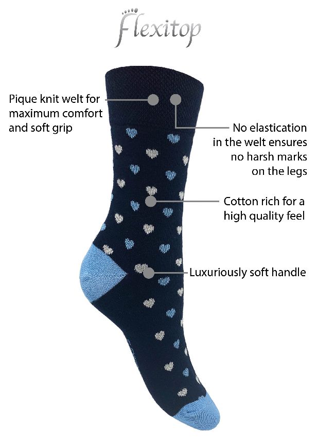 Flexitop Socks 3 Pack Bamboo Socks - Blue Stripes and Grey - Just £6.99! Shop now at Warwickshire Clothing.