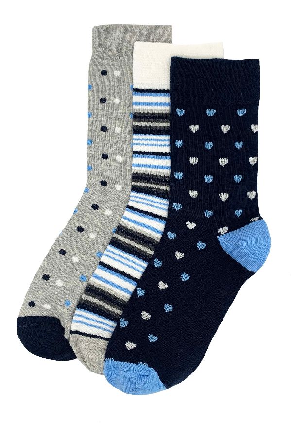 Flexitop Socks 3 Pack Bamboo Socks - Blue Stripes and Grey - Just £6.99! Shop now at Warwickshire Clothing.