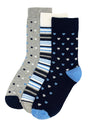Flexitop Socks 3 Pack Bamboo Socks - Blue Stripes and Grey - Just £6.99! Shop now at Warwickshire Clothing.