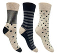 Flexitop Socks 3 Pack Bamboo Socks - Beige Polka Dots & Black Striped - Just £6.99! Shop now at Warwickshire Clothing.