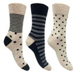 Flexitop Socks 3 Pack Bamboo Socks - Beige Polka Dots & Black Striped - Just $5.99! Shop now at Warwickshire Clothing. Free Dellivery.