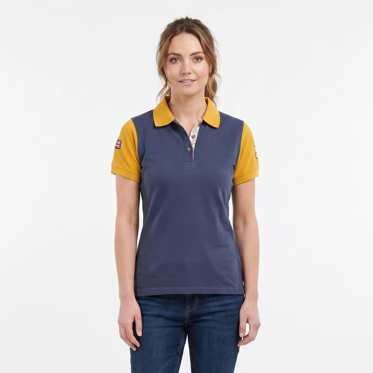 Hazy Blue Women's Plain Polo Shirt Mandy with Number 3 Detail
