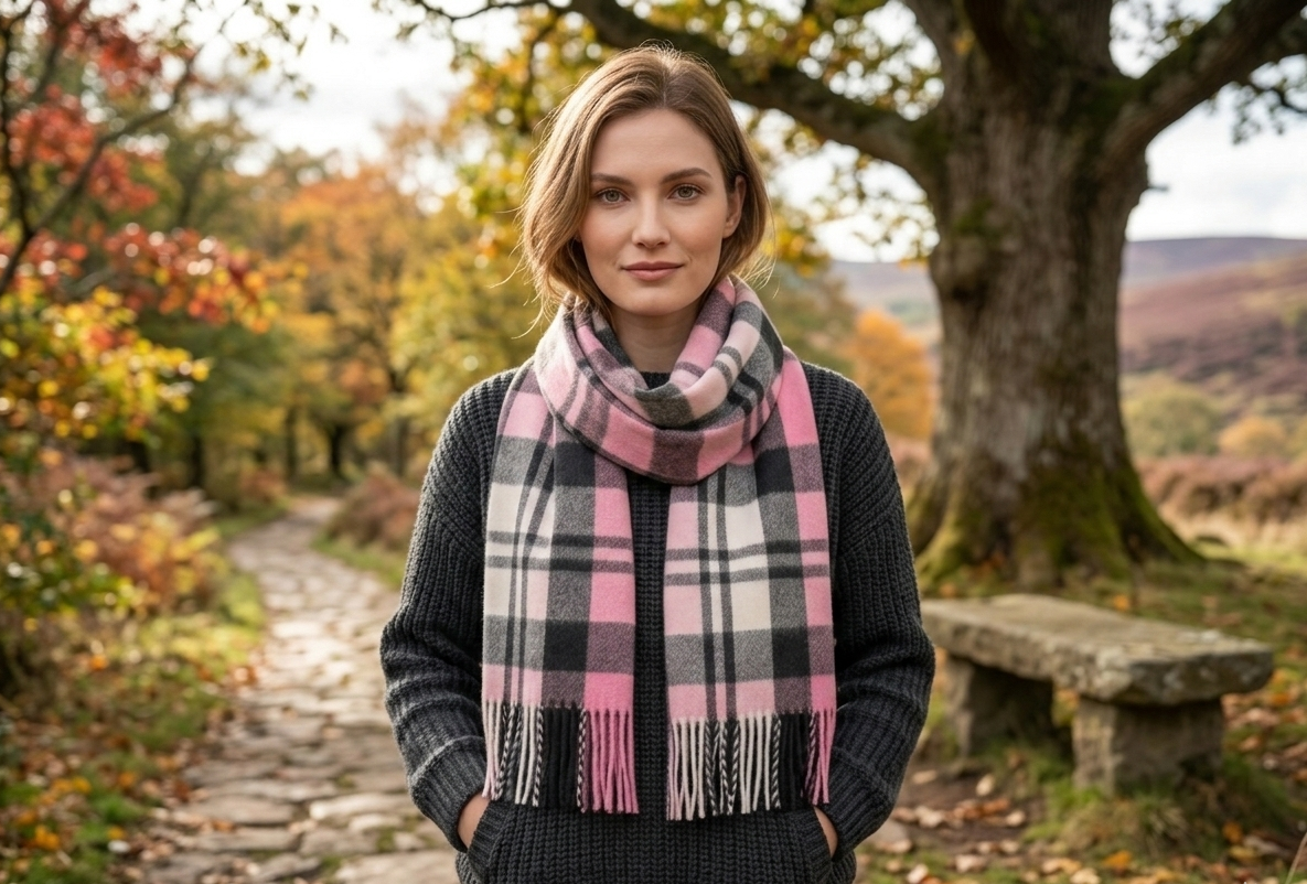 House Of Tweed Womens Soft Check Tartan Scarf