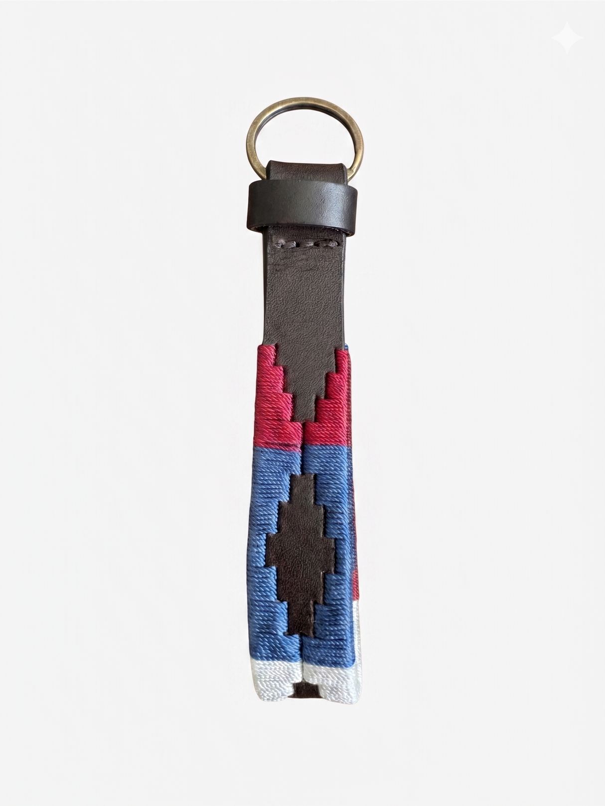 Hazy Blue Leather Loop Polo Key Rings