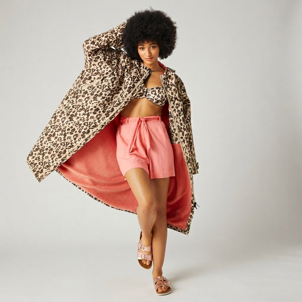 Regatta Adult's Waterproof Changing Robe | Leopard Print