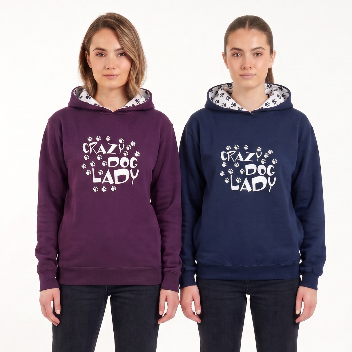 Hazy Blue Womens Hooded Sweatshirts - Crazy Dog Lady - Lola