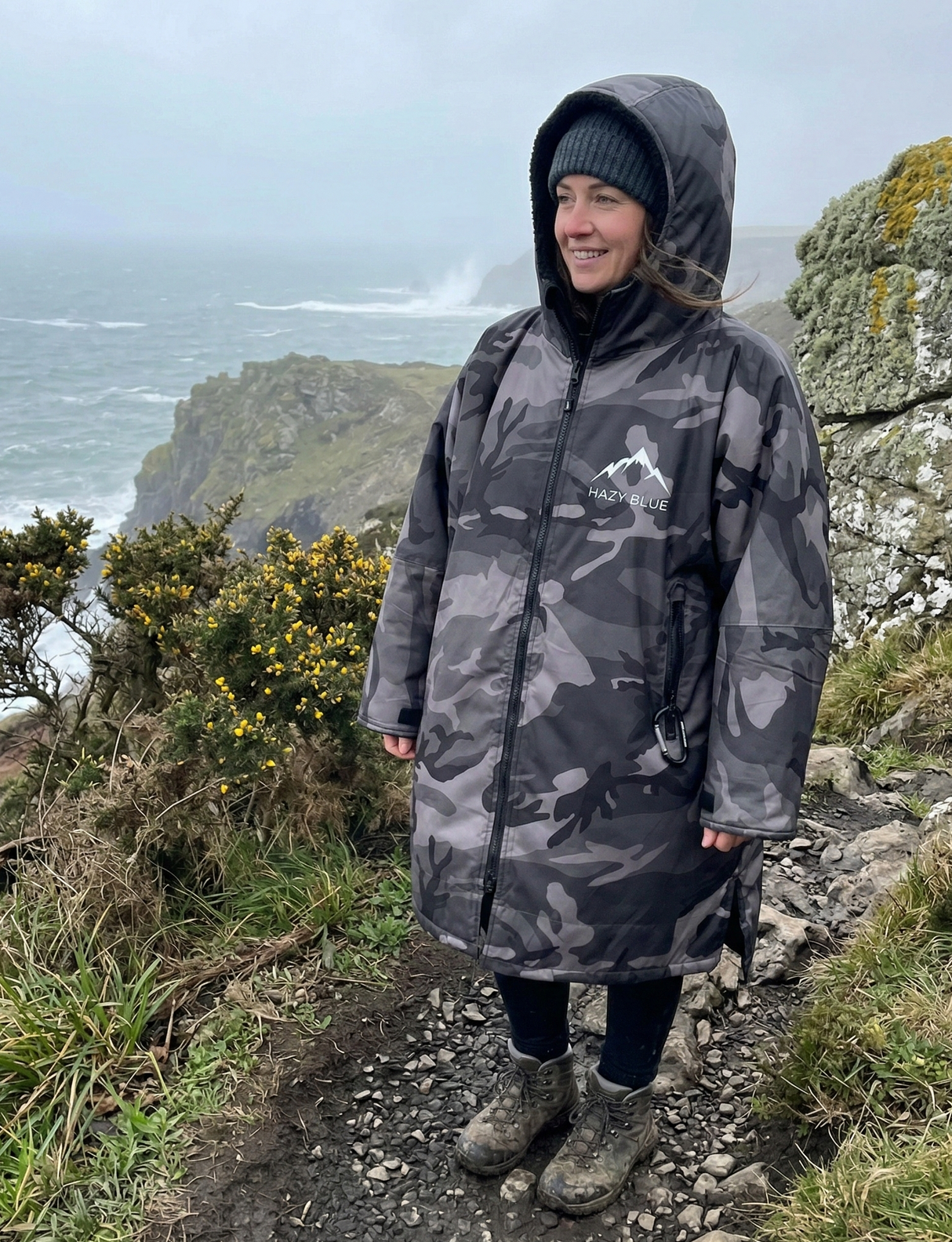 Hazy Blue Waterproof Adults All Weather Changing Robe - Camo Edition