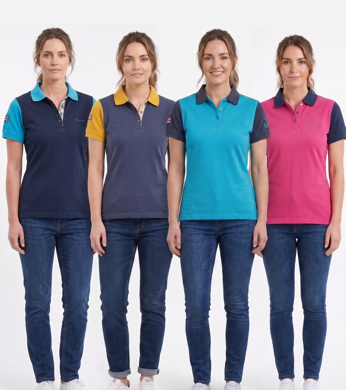 Hazy Blue Women's Plain Polo Shirt Mandy with Number 3 Detail