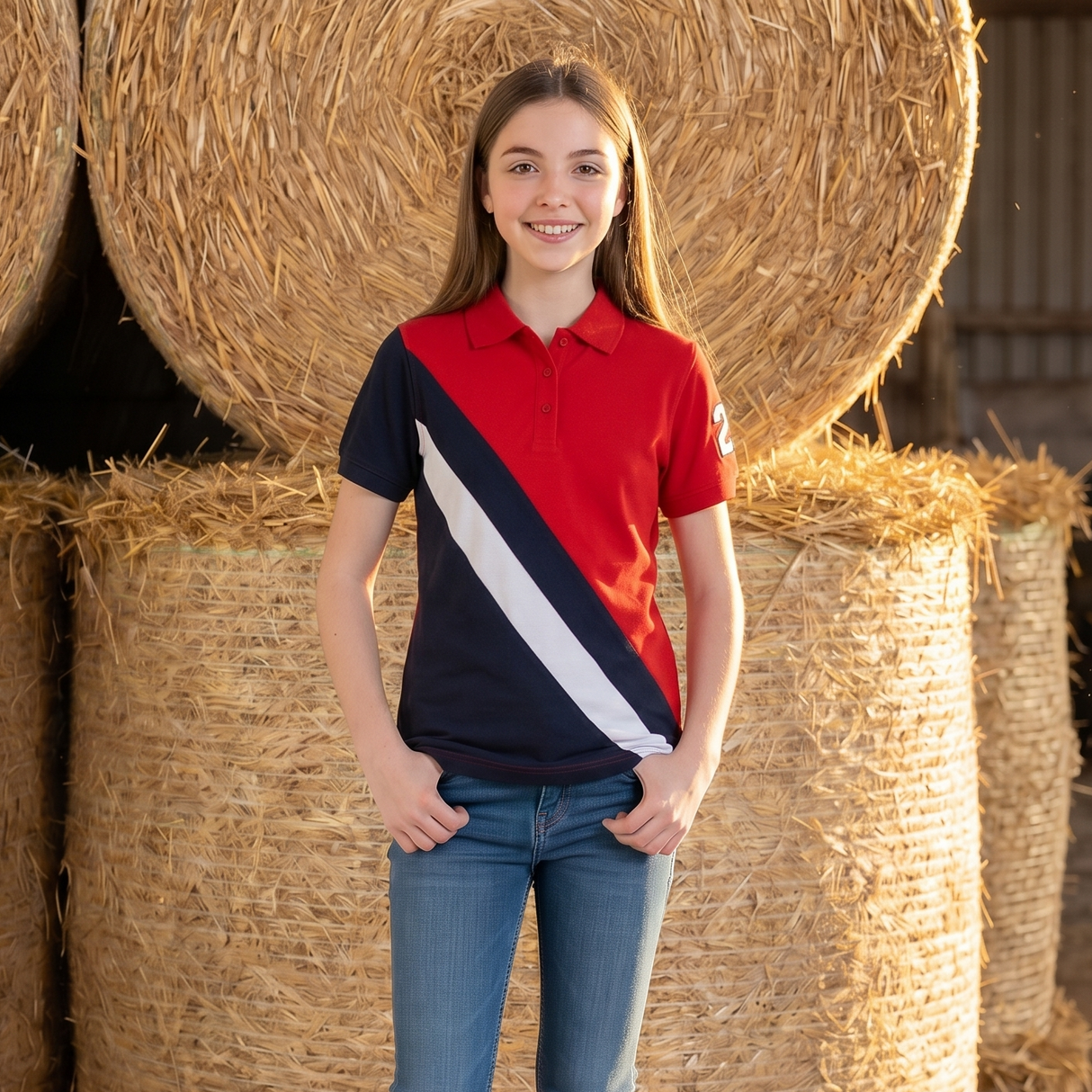 Hazy Blue Kids Striped Polo Shirt Chloe III