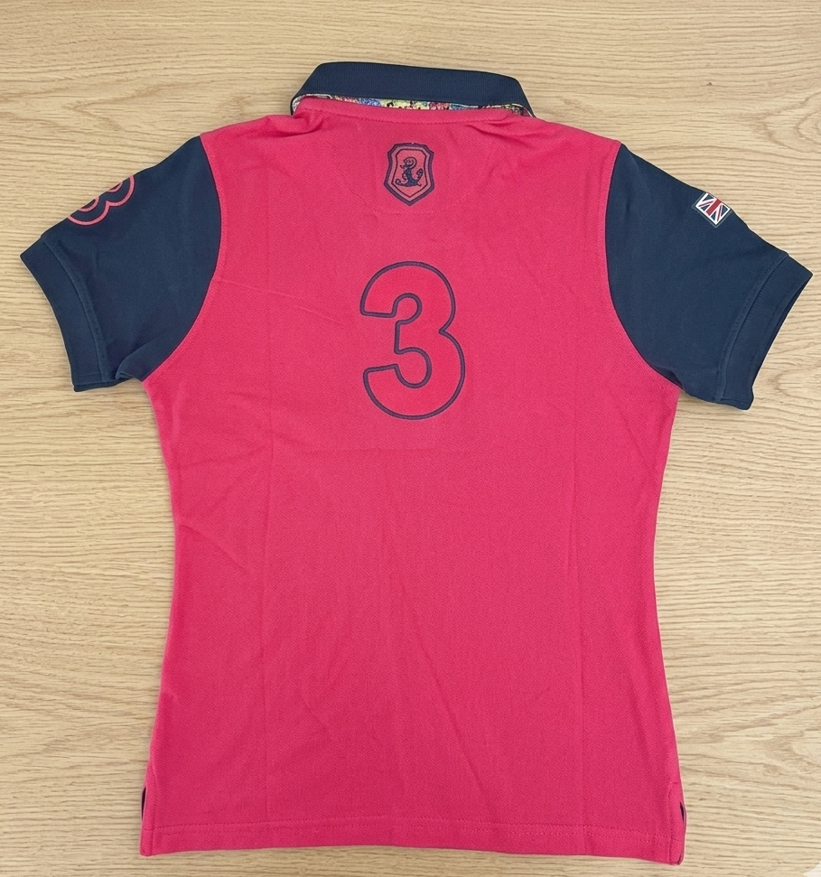 Hazy Blue Women's Plain Polo Shirt Mandy with Number 3 Detail