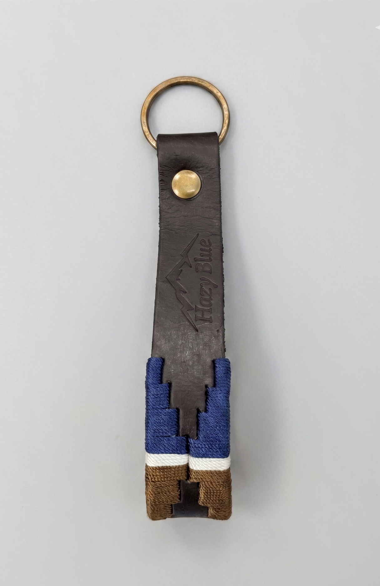 Hazy Blue Leather Loop Polo Key Rings