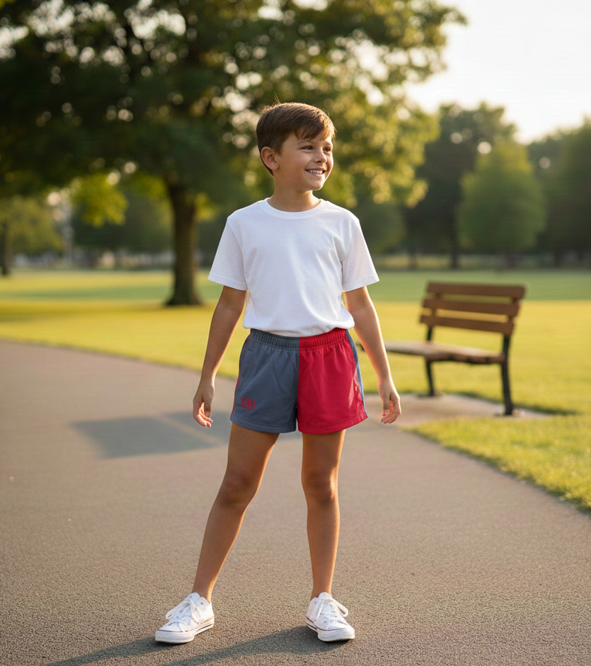 Hazy Blue Harper Colour Block Kids Shorts - Unisex Sports & Leisure