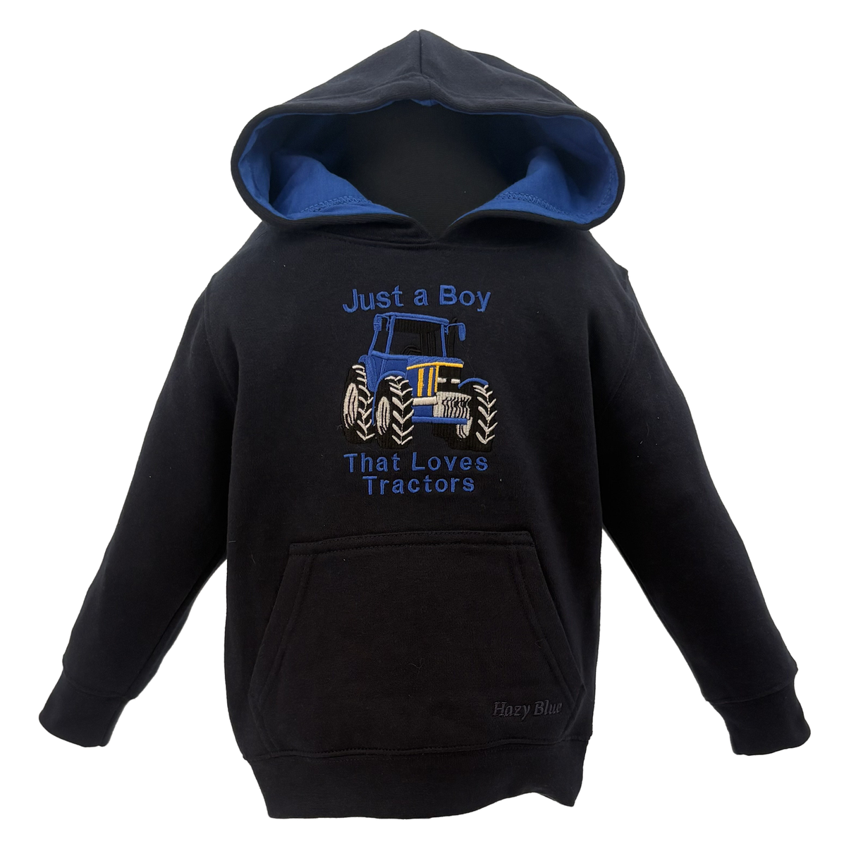Hazy Blue Ryan Kids' Tractor Hoodie - "Just a Boy That Loves Tractors" - Just £14.99! Shop now at Warwickshire Clothing.