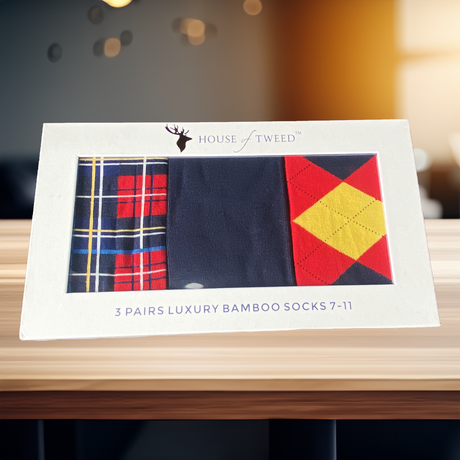 House of Tweed Luxury Mens Bamboo Tartan Socks | 3 Pairs - Just £14.99! Shop now at Warwickshire Clothing.