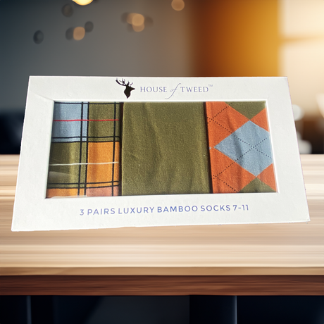 House of Tweed Luxury Mens Bamboo Tartan Socks | 3 Pairs - Just £14.99! Shop now at Warwickshire Clothing.