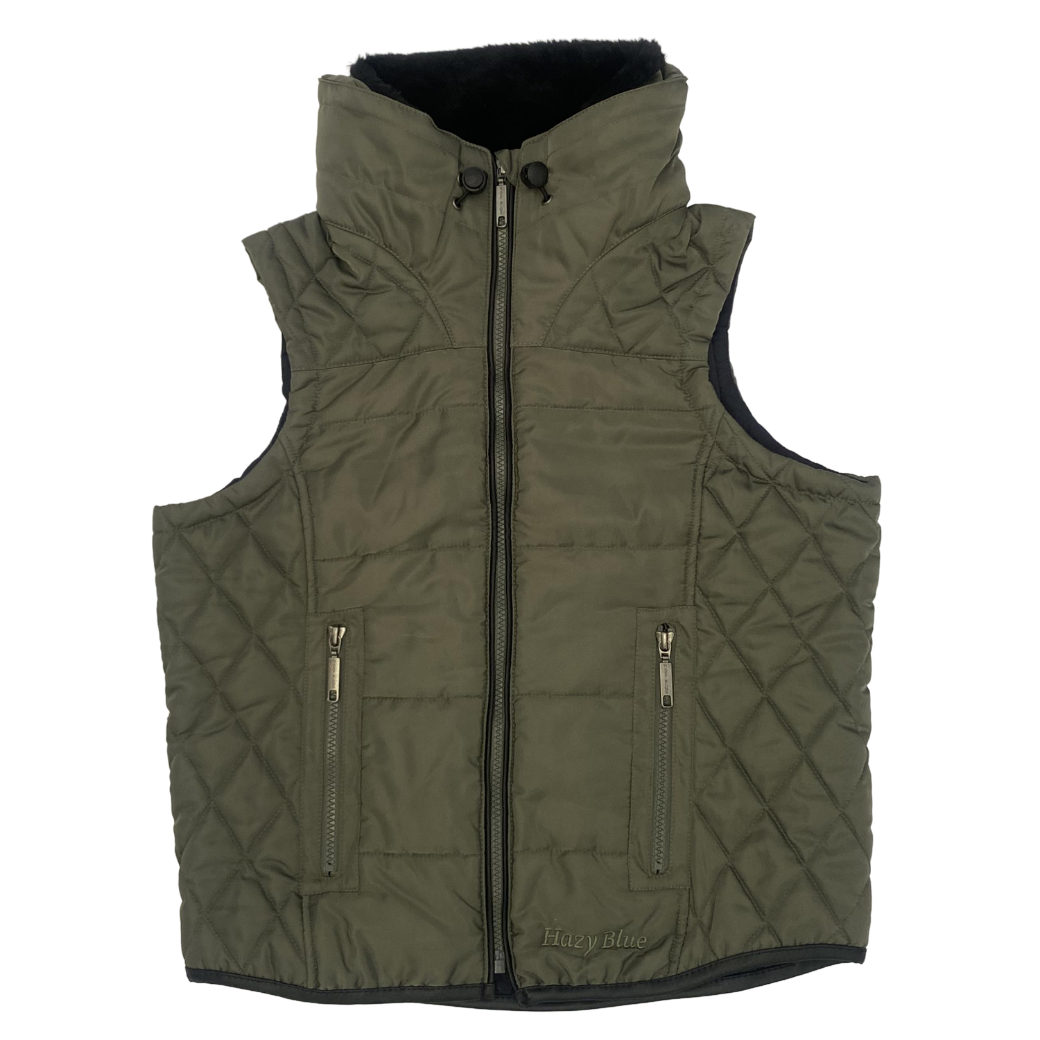 Hazy Blue Womens Anusha Quilted Gilet with Faux Fur Collar - Just £24.99! Shop now at Warwickshire Clothing.