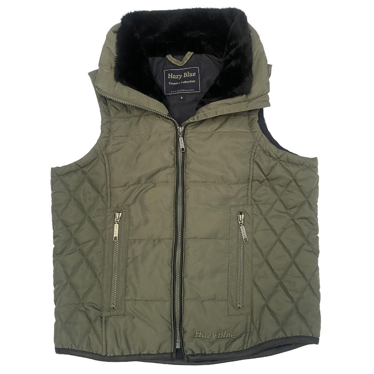 Hazy Blue Womens Anusha Quilted Gilet with Faux Fur Collar - Just £24.99! Shop now at Warwickshire Clothing.