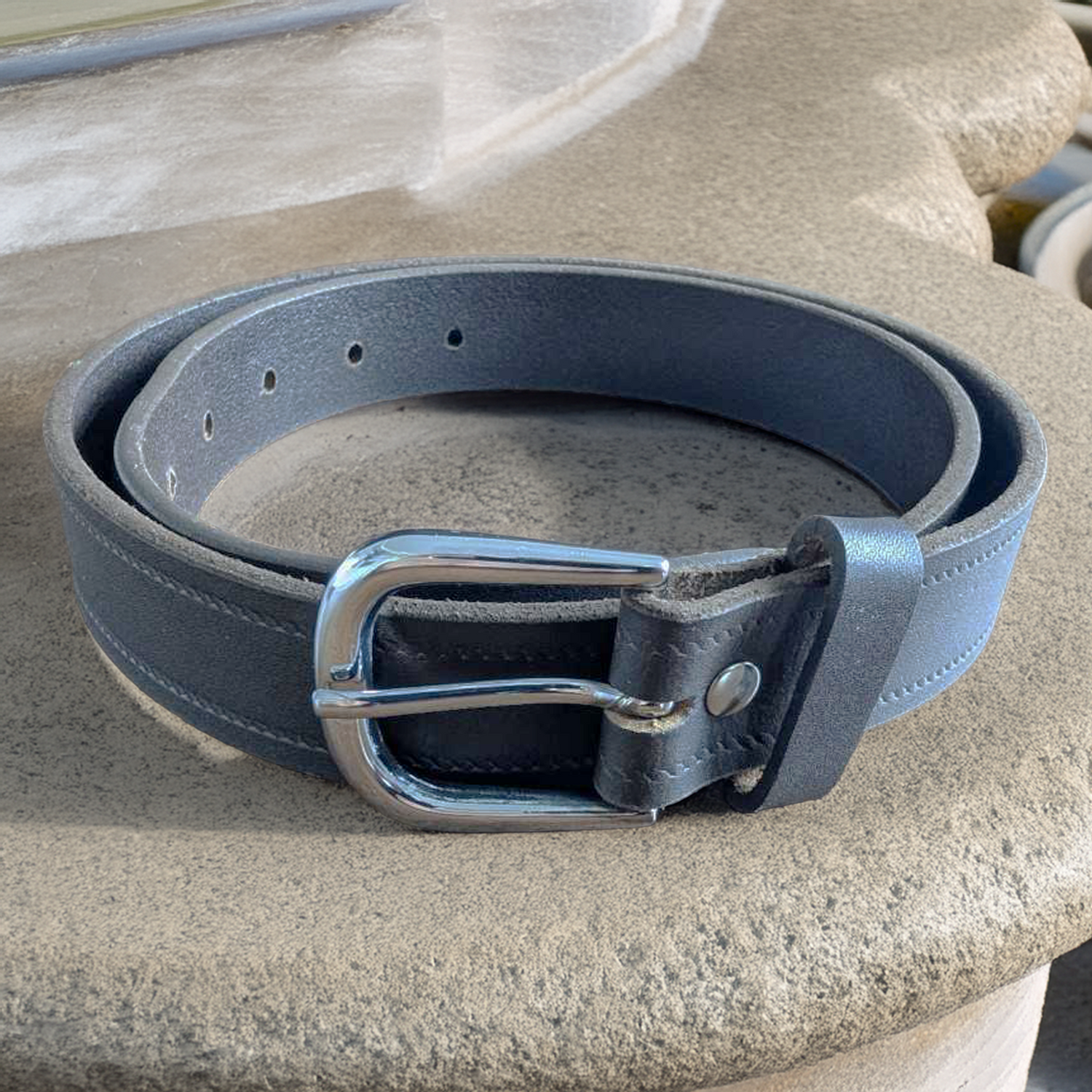 Hazy Blue Plain Leather Belt - Durable & Classic Everyday Style