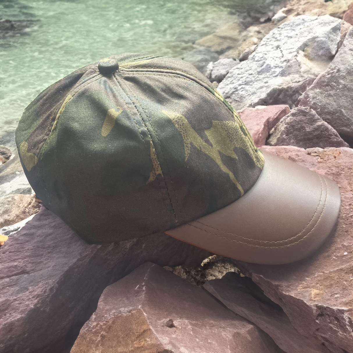 Hazy Blue Leather Peak Wax Baseball Waterproof Shooting Cap - Just £14.50! Shop now at Warwickshire Clothing.
