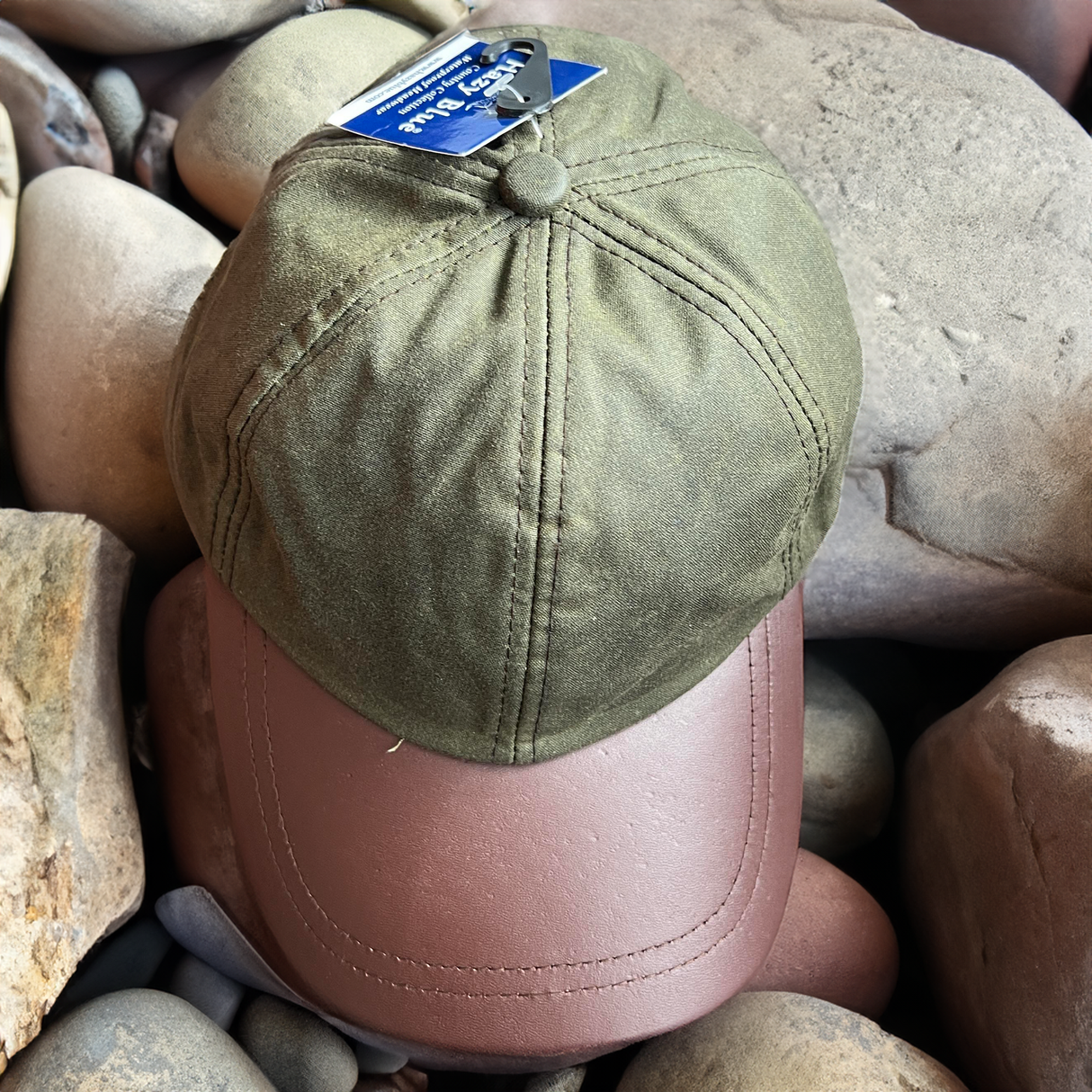 Hazy Blue Leather Peak Wax Baseball Waterproof Shooting Cap - Just £14.50! Shop now at Warwickshire Clothing.
