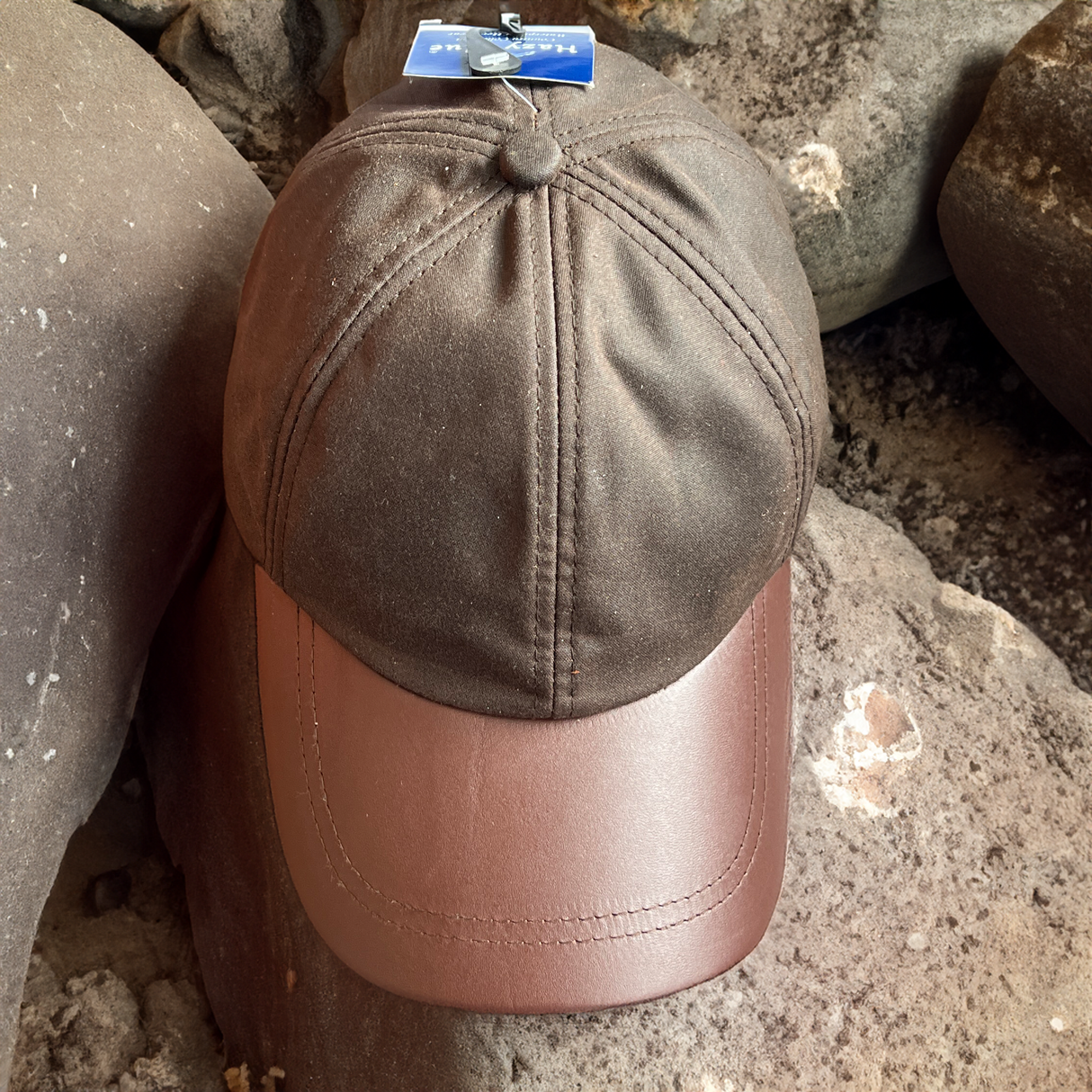 Hazy Blue Leather Peak Wax Baseball Waterproof Shooting Cap - Just £14.50! Shop now at Warwickshire Clothing.