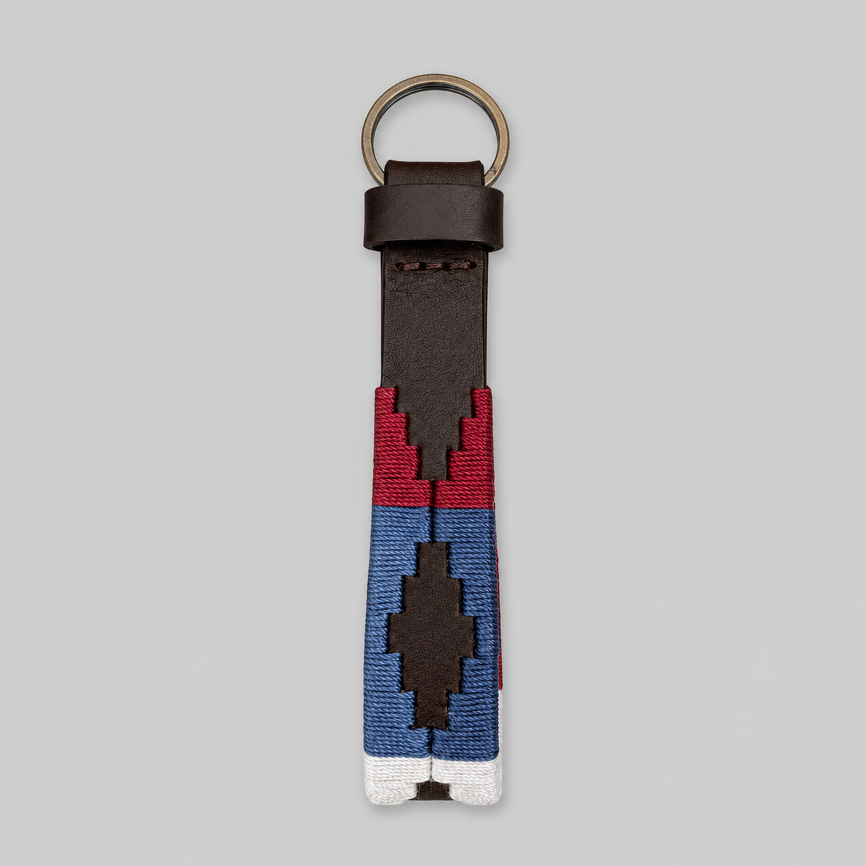 Hazy Blue Leather Loop Polo Key Rings