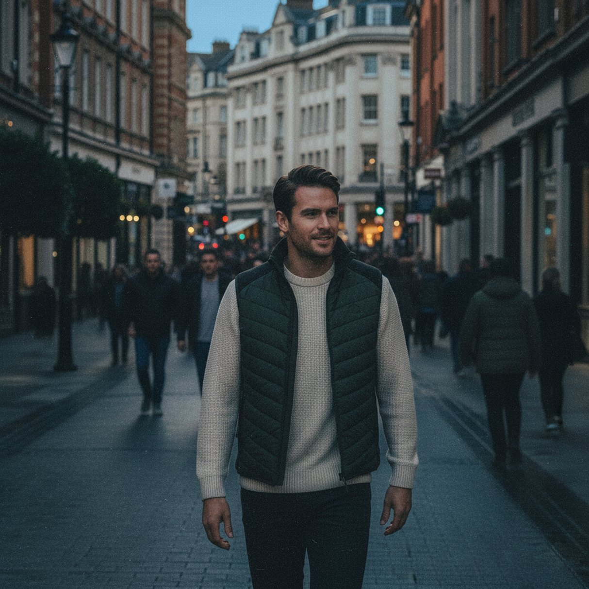 Hazy Blue Windermere Quilted Gilet with Fleece Collar