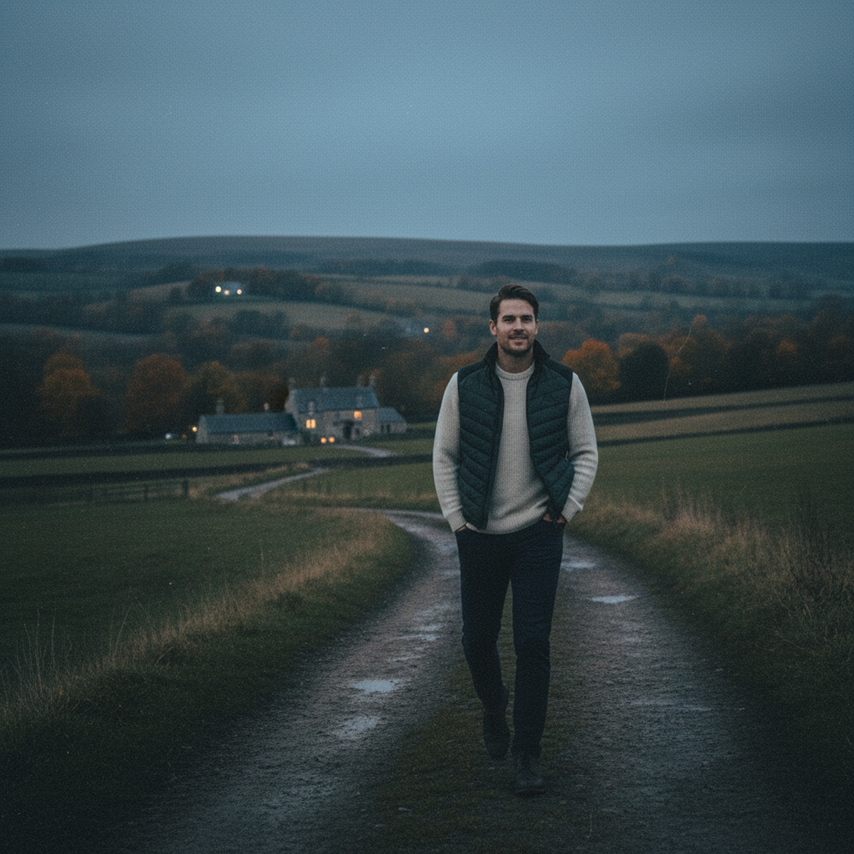 Hazy Blue Windermere Quilted Gilet with Fleece Collar