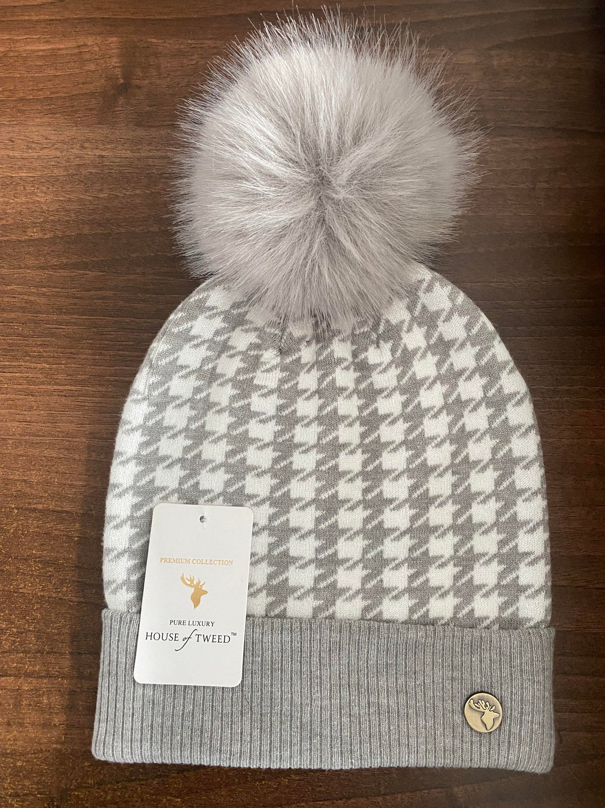 House of Tweed Luxury Striped Ladies Pom Pom Bobble Beanie Hats - Just £12.99! Shop now at Warwickshire Clothing.