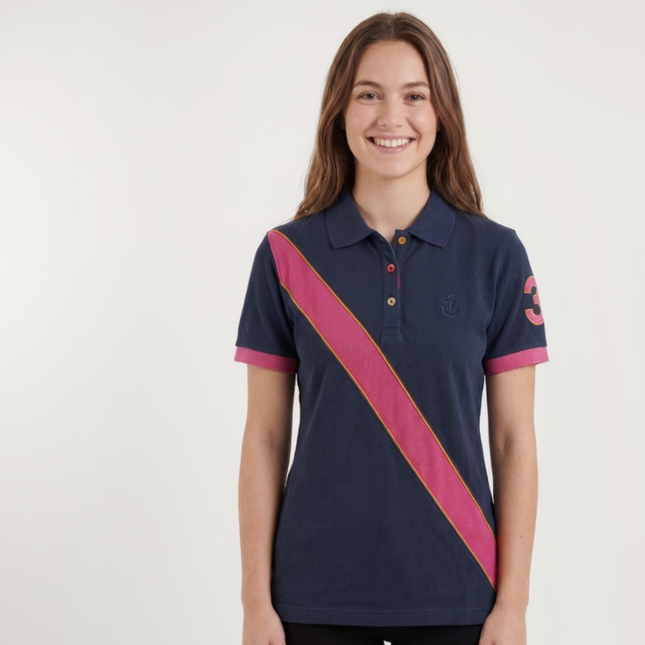 Hazy Blue Womens Short Sleeve Polo Shirt - Carly II