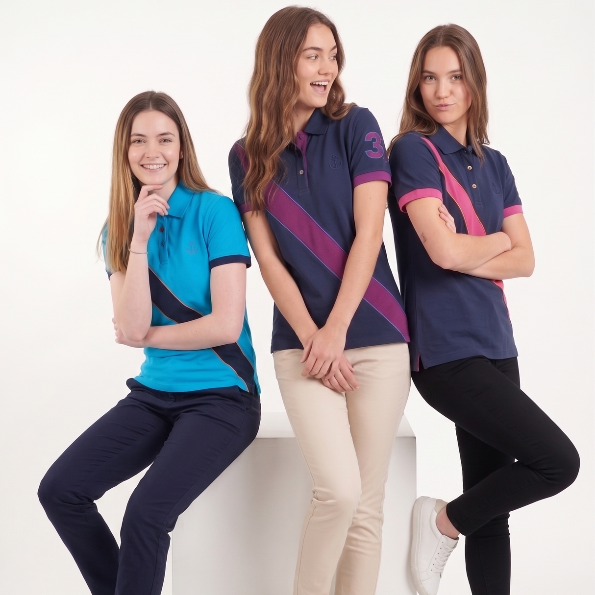 Hazy Blue Womens Short Sleeve Polo Shirt - Carly II