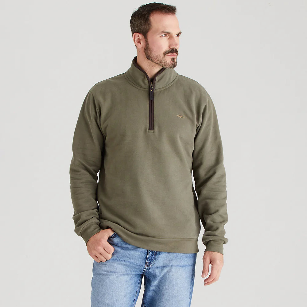 Men's Brancaster 1/4 Zip Top Smokey Olive