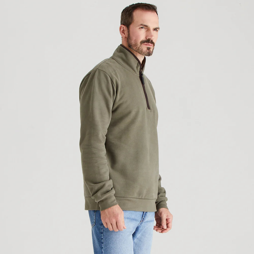 Men's Brancaster 1/4 Zip Top Smokey Olive