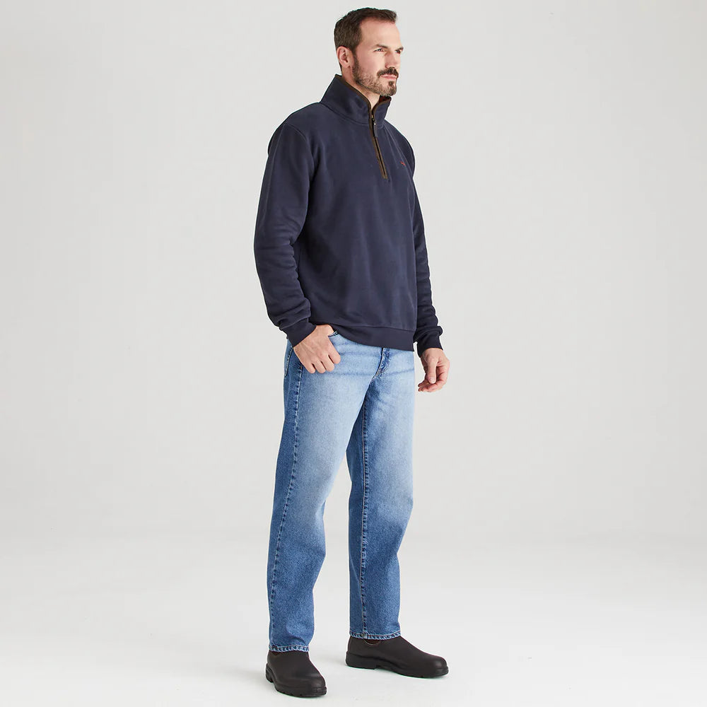 Men's Brancaster 1/4 Zip Top Smokey Olive