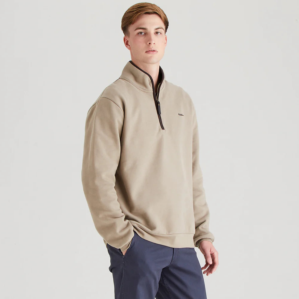 Men's Brancaster 1/4 Zip Top Smokey Olive
